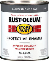 Rust-Oleum Stops Rust 7786502 Enamel Paint, Oil, Gloss, Smoke Gray, 1 qt, Can, 50 to 90 sq-ft/qt Coverage Area
